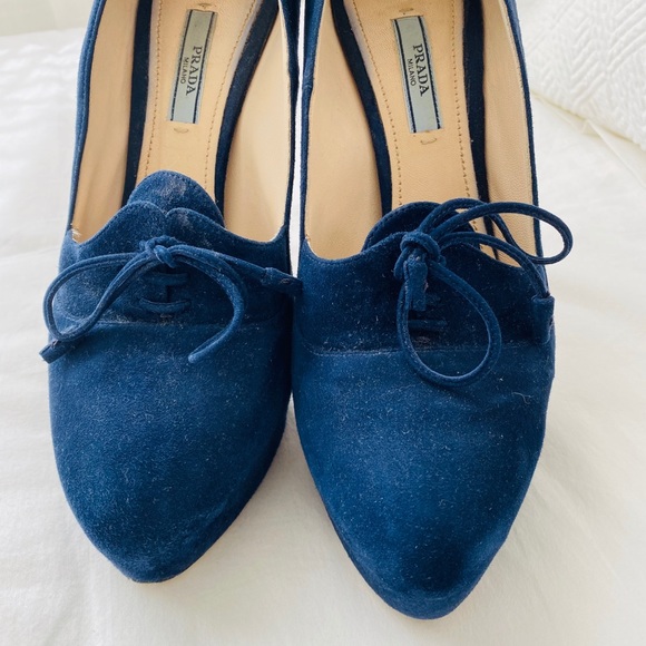 Blue Suede Prada Platform - Picture 4 of 7